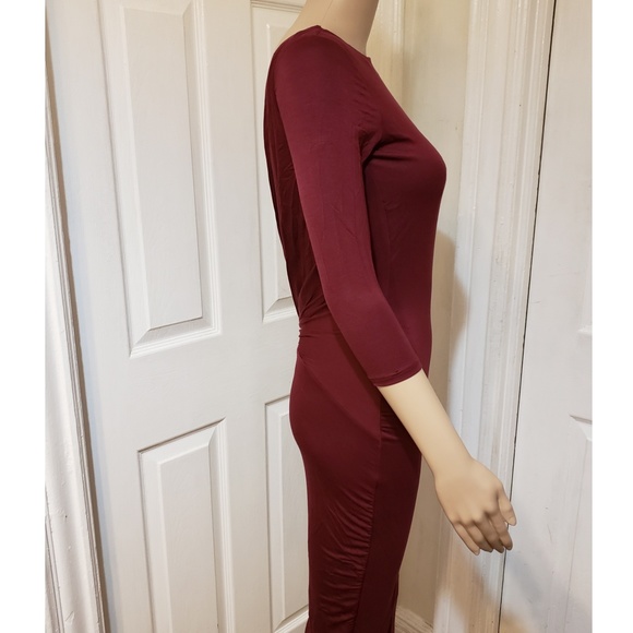 NWT|{WINE DRAPE BACK MIDI DRESS} - (S) - Picture 9 of 9